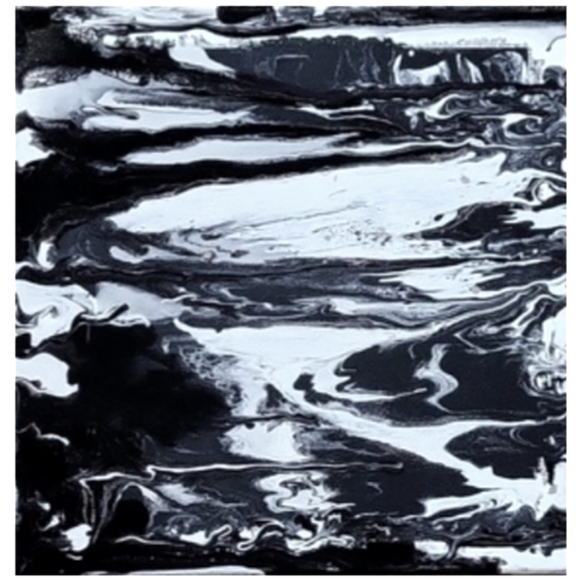 Black and White Abstract Design 12 x 12 Inches Canvas Painting - Picture 3 of 4